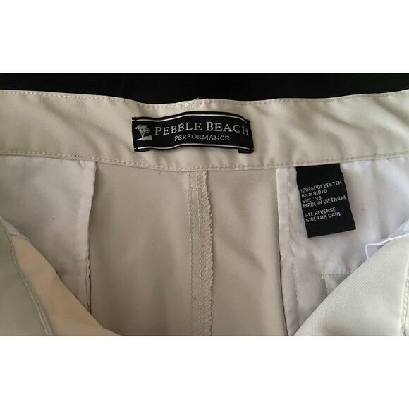 PEBBLE BEACH Performance Cream Flat Front Golf Shorts sz 38 - Picture 3 of 9
